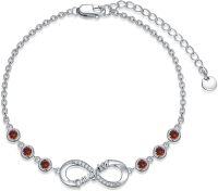 wholesale 925 Sterling Silver 12 Birthstones Infinity Daughter Link Bracelet Gift from Mom-January
