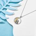 wholesale 925 Sterling Silver Cat & Panda Charm Circle Pendant Necklace for Women's Gifts-0-3