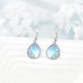 wholesale 925 Sterling Silver Rainbow Moonstone Teardrop Leverback Earrings with Filigree Design-0-2