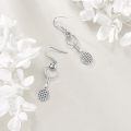 wholesale 925 Sterling Silver Tennis Ball Racket Drop Earrings Platinum Plated Sport Jewelry-0-3