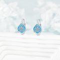 wholesale 925 Sterling Silver Blue Opal Celtic Trinity Knot Leverback Earrings Triquetra s for Women-0-2
