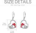 wholesale 925 Sterling Silver Heart-Shaped Red Mushroom Snail Dangle Earrings for Women-0-3