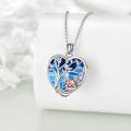 wholesale 925 Sterling Silver Blue Crystal Tree of Life Cat Swing Charm Pendant Necklace for Women-0-2