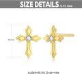 wholesale 14K Gold CZ Cross Stud Earrings for Women Religious s-0-2