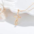 wholesale 10K Gold & Synthetic Moissanite Cross Pendant Necklace - 12.5x18mm, 1.8g, 16 Chain, Gift for Women-0-3