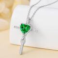 wholesale TOUPOP Emerald Cross Necklace For Women Sterling Silver May Birthstone Cross Pendant Necklace Heart Cross Christian Jewelry Birthday Christmas Gifts For Women Her -0-4