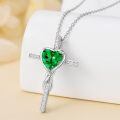 TOUPOP Sterling Silver Emerald Cross Pendant Necklace For Women-0-4