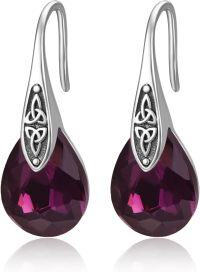 wholesale 925 Sterling Silver Birthstone Celtic Knot Dangle Earrings Women s Jewelry Gift-02 Feb