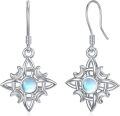 wholesale 925 Sterling Silver Moonstone Witch's Knot Drop Earrings - Wiccan Celtic Style Jewelry for Women-0-0