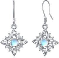 wholesale 925 Sterling Silver Moonstone Witch's Knot Drop Earrings - Wiccan Celtic Style Jewelry for Women-Dangle