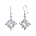 wholesale 925 Sterling Silver Moonstone Crescent Moon Star White Gold Plated Drop Earrings-0-0