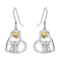 wholesale 925 Sterling Silver Heart Ox Earrings Wholesale With Red Gemstones-11-Nov-Citrine