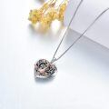 TOUPOP Sterling Silver Rose Heart Locket Necklace Gift-0-2