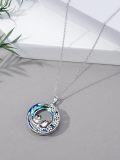 wholesale 925 Sterling Silver Crystal Circle Penguins Snowflake Pendant Necklace-0-2