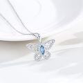 wholesale 925 Sterling Silver Blue Crystal Butterfly Pendant Necklace-0-1