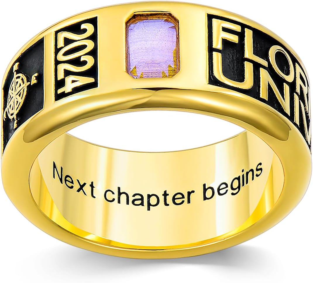 925 Sterling Silver Birthstone Men s High School Class Ring Customizable Graduation Jewelry Gift-0-1