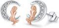 wholesale 925 Sterling Silver Mermaid Stud Earrings Christmas Gifts Jewelry for Women-0-0
