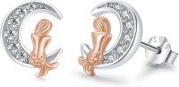 wholesale 925 Sterling Silver Mermaid Stud Earrings Christmas Gifts Jewelry for Women-Mermaid