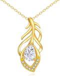 wholesale Gold 14K CZ Dainty Leaf Design Pendant Necklace for Women and Girls-0-0