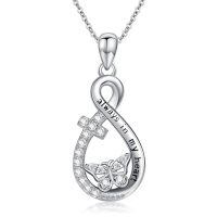 wholesale 925 Sterling Silver Butterfly Infinity Cross Pendant Necklace for Women and Men - Always in My Heart s-C-Teardrop Infinite Cross