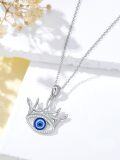 wholesale 925 Sterling Silver Crown Evil Eye Hamsa Hand Pendant Necklace for Women-0-3