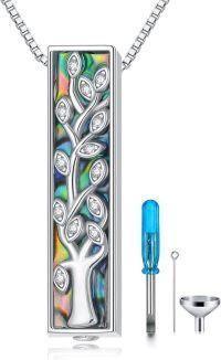 wholesale 925 Sterling Silver Abalone Shell Tree of Life Pendant Necklace with Funnel and Cleaning Brush Set-Tree of Life