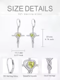 TOUPOP Sterling Silver Peridot Infinity Cross Earrings with Heart Crystal-0-2