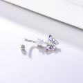 wholesale 925 Sterling Silver Hypoallergenic 14G Purple Butterfly Belly Button Ring - Lead & Nickel Free Dangling Navel Jewelry Gift-0-2