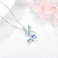wholesale 925 Sterling Silver Blue Topaz & Cubic Zirconia Dragonfly Pendant Necklace with Extender Chain (34 Total Length)-0-1