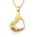 wholesale 14k Gold Heart Mother Pendant With Crystal Detail-0-0