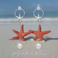 wholesale 925 Sterling Silver Starfish Pearl Drop Earrings with Circle and Chain Design-0-1