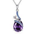 TOUPOP Sterling Silver Purple Crystal Holly Pendant Necklace-0-0
