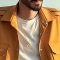 wholesale 925 Sterling Silver Star of David Pendant for Men's Jewelry Necklaces Gold Tone Chain 3D Design Minimalist Style Gift Idea-0-1
