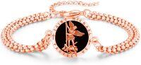 wholesale 925 Sterling Silver & Black Onyx St Michael Bracelet, 20mm Charm, 7+2 Chain-Rose Gold-St Michael