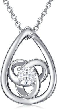 wholesale 925 Sterling Silver CZ Teardrop Heart Clover Pendant Necklace-Celtic Knot & Teardrop
