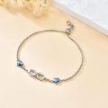 wholesale 925 Sterling Silver Blue Crystal Infinity Heart Aunt & Niece Bolo Bracelet (Adjustable Size: 6-8)-0-1