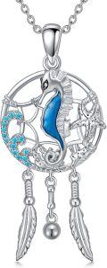 wholesale 925 Sterling Silver Sea Life Dreamcatcher Necklace - Blue Enamel & Crystal Accents-0-0