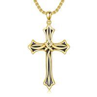 wholesale 925 Sterling Silver Cross Pendant With Braided Design And Chain-A Celtic Cross Necklace(GOLD)