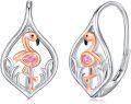 wholesale 925 Sterling Silver Flamingo Teardrop Leverback Hoop Earrings Bohemian Beach s for Women Girls-0-0