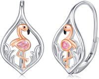 wholesale 925 Sterling Silver Flamingo Teardrop Leverback Hoop Earrings Bohemian Beach s for Women Girls-10-Flamingo