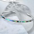 wholesale 925 Sterling Silver Rainbow Abalone Inlay Cuff Bracelet-0-4