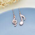 wholesale 925 Sterling Silver Plated Rose Gold Musical Note Dangle Earrings with Cubic Zirconia and Pearl Accents-0-2
