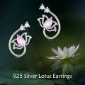 wholesale 925 Sterling Silver Lotus Earrings With Pink Gemstone-0-5