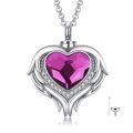 wholesale 925 Sterling Silver Red Crystal Angel Wings Heart Keepsake Pendant Necklace with Funnel and Fill Tool-0-12