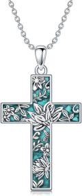 wholesale  Sterling Silver Turquoise Cross Necklace with Birth Flower Pendant -0-17