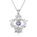 wholesale 925 Sterling Silver Purple Amethyst Scottish Thistle Celtic Knot Pendant Necklaces Wholesale s for Women-0-0