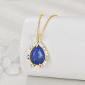 wholesale Sterling Silver Lapis Moonstone Moss Agate Larimar Onyx Cubic Zirconia Pendant Necklace-0-25