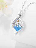 wholesale 925 Sterling Silver Blue Opal Mustard Seed Necklace with AAA Cubic Zirconia - Inspirational Christian Faith Jewelry Gift-0-1