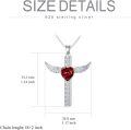 wholesale TOUPOP Cremation Jewelry Cross Urn Necklaces For Ashes For Women S925 Sterling Silver Wing Cross Memorial Keepsake Urn Pendant With Garnet Heart Crystal Engraved Forever In My Heart -0-4