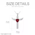 TOUPOP Sterling Silver Garnet Wing Cross Memorial Urn Pendant-0-4